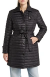 Via Spiga Water Resistant Quilted Trench Coat In Black