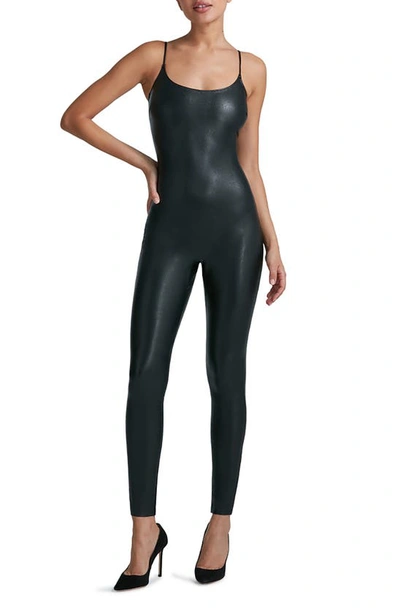 Commando Faux Stretch-leather Jumpsuit In Black