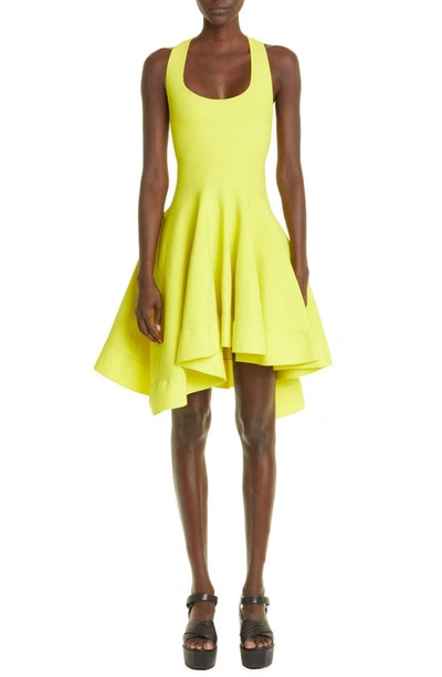 Proenza Schouler Asymmetric Stretch-knit Mini Dress In Yellow