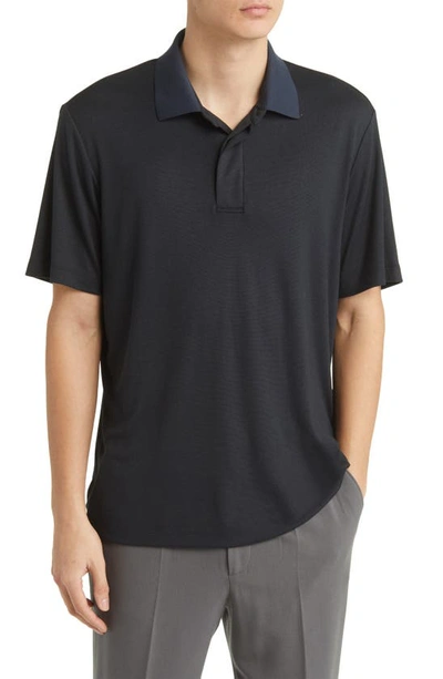 Theory Bron Cotton Polo Shirt In Black