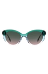 Kate Spade 53mm Elina/g/s Round Sunglasses In Green Blue/ Green Pink