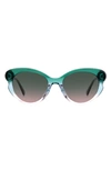 Kate Spade Elina Gradient Acetate Cat-eye Sunglasses In Green Blue/green Pink