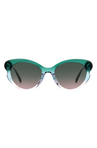 Kate Spade 53mm Elina/g/s Round Sunglasses In Green Blue/ Green Pink