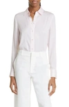 Vince Slim Fit Stretch Silk Blouse In Rosewater
