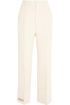GUCCI EMBROIDERED WOOL AND SILK-BLEND FLARED PANTS