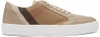 Burberry Salmond Leather And Cotton Sneakers In Beige