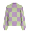 Stine Goya Checked Colour-block Knit Jumper In Purple