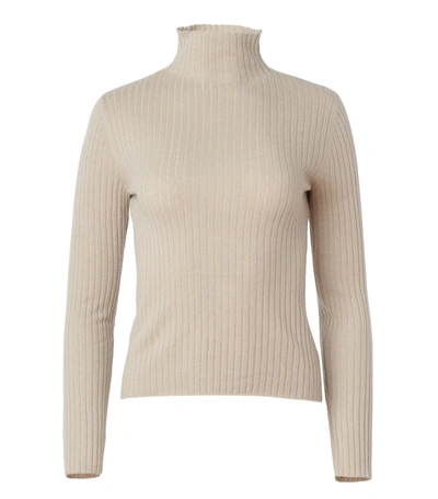 Arch4 Ariana Ribbed Organic Cashmere Turtleneck Sweater In Beige