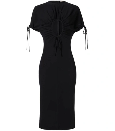 Christopher Kane Gathered-destail Midi Dress In Black