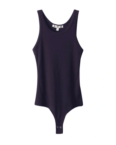 Amo Long Rib Tank Body Suit In Black