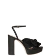 Loeffler Randall Natalia Pleated Bow Platform Sandals In Black
