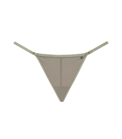 Anine Bing Pearl Stretch-tulle Thong In Green Khaki