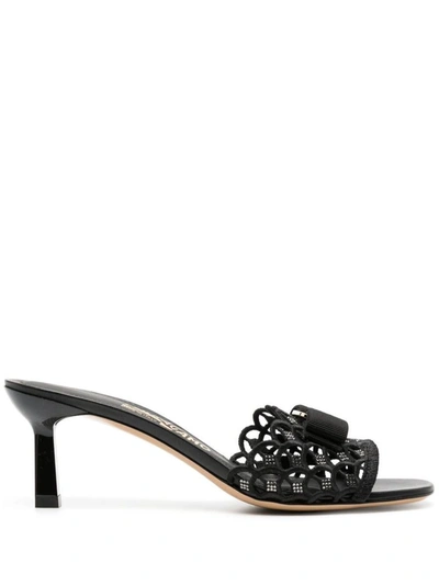 Ferragamo Salvatore  Glo Vara Bow Mules In Black