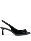 Ferragamo Arlene Bow Patent Slingback Pump In Black