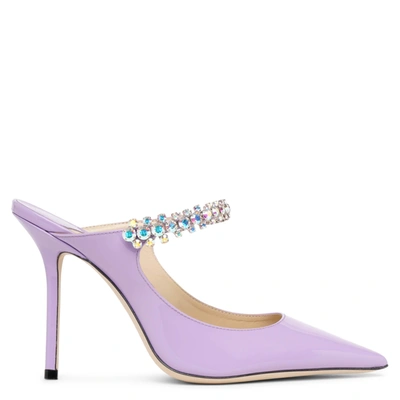 Jimmy Choo 100mm Bing Patent Leather Mules In Pink