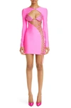 Dundas Coco Embellished Jersey Mini Dress In Fluo Pink