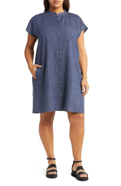 Eileen Fisher Organic Linen Shift Dress In Dusk | ModeSens
