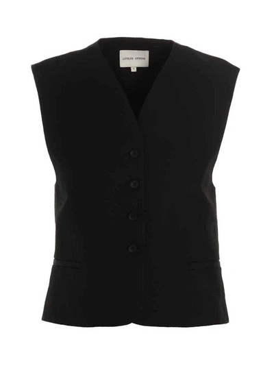 Loulou Studio V-neck Button-up Vest In Black