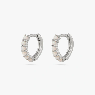 Studs Max Pavé Opal Huggie In Silver/opal