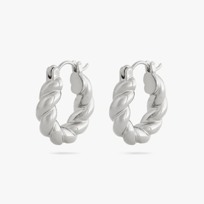 Studs Small French Twist Hoop In Silver
