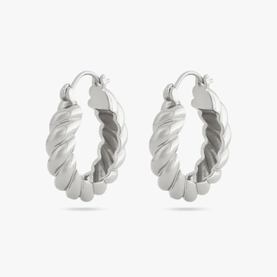 Studs Medium French Twist Hoop In Silver