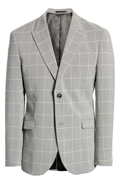 Topman Single Breasted Check Suit Jacket In Gray