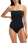 GOOD AMERICAN STRAPLESS LACE-UP ONE-PIECE SWIMSUIT