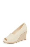 Toms Women's Michelle Peep Toe Canvas Espadrille Wedge Pumps In Natural Natural