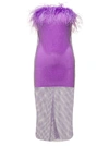 GIUSEPPE DI MORABITO MINI PURPLE DRESS WITH FEATHER TRIM AND RHINESTONE EMBELLISHMENT IN POLYAMIDE WOMAN