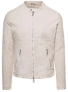Giorgio Brato Beige Jacket With Two-way Zip In Leather Man In Beige