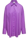 GIUSEPPE DI MORABITO PURPLE SHIRT WITH CRYSTAL EMBELLISHMENT ALL-OVER IN COTTON WOMAN