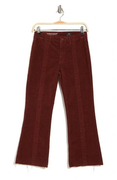 Ag Quinne Paneled Corduroy Crop Flare Pants In Rich Crimson