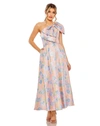 Mac Duggal One Shoulder Embroidered Floral A Line Dress In Pink Multi