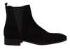 DOLCE & GABBANA DOLCE & GABBANA BLACK SUEDE LEATHER CHELSEA MENS BOOTS MEN'S SHOES