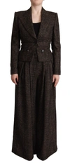 DOLCE & GABBANA DOLCE & GABBANA DARK BROWN WOOL SINGLE BREASTED 2 PC JACKET WOMEN'S PANTS