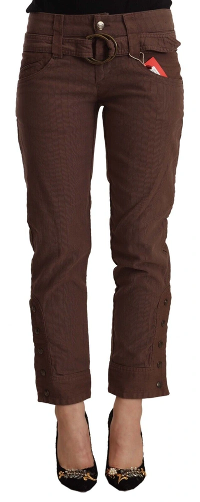 Just Cavalli Brown Mid Waist Cotton Cropped Capri Trousers
