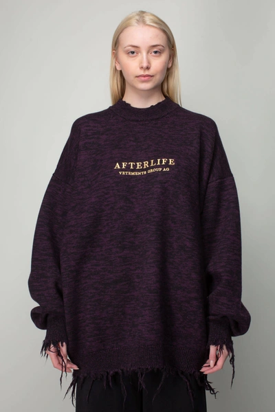 Vetements Ue63kn480p Afterlife Destroyed Knitted Jumper Purple