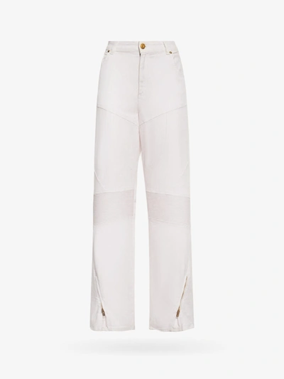 Blumarine Biker Ankle-zip Wide-leg Jeans In White