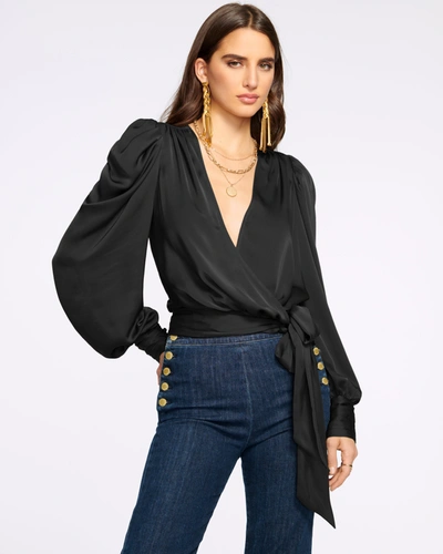 Ramy Brook Pauline Puff Sleeve Blouse In Black