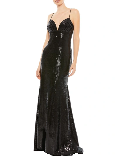 Ieena For Mac Duggal Womens Sequined Maxi Cocktail And Party Dress In Black