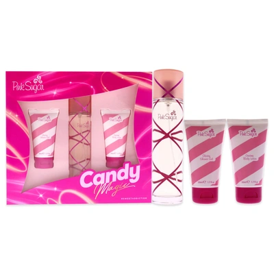 Aquolina Pink Sugar Candy Magic By  For Women - 3 Pc Gift Set 3.4oz Edt Spray, 1.7oz Glossy Shower Ge