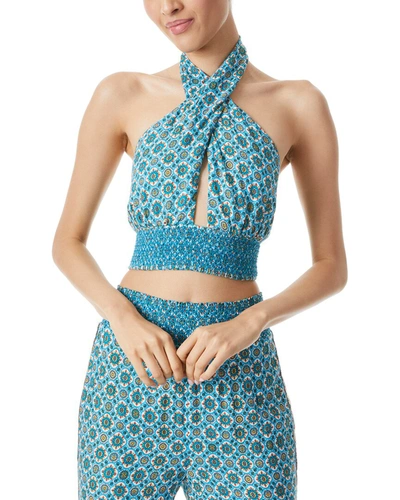 Alice And Olivia Lyndon Cross Front Halter Top In Nocolor