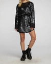 Chaser Mini Dress With Wide Sleeves In Black