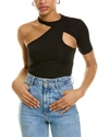 Rta Azalea Rib Cutout One-sleeve Top In Black