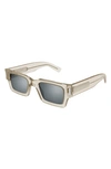 Saint Laurent Men's Naked Wirecore 50mm Rectangular Acetate Sunglasses In Beige