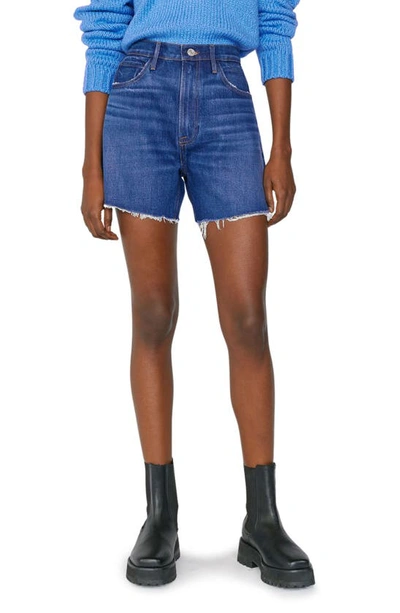 Frame Le Super High Waist Raw Edge Denim Shorts In Eckhart