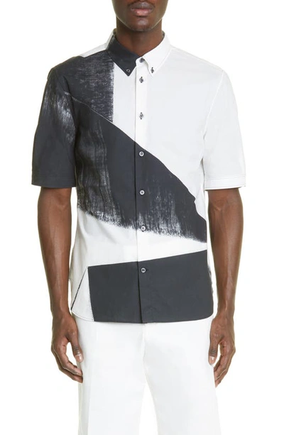 Alexander Mcqueen Graphic-print Cotton Shirt With Chest Pocket In Black