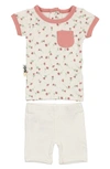 Maniere Floral Print T-shirt & Shorts Set In White