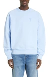 Ami Alexandre Mattiussi Tonal Ami De Coeur Sweatshirt In Sky Blue/ Sky Blue/ 464