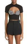 Area Mussel Cup Crystal-embellished T-shirt In Black
